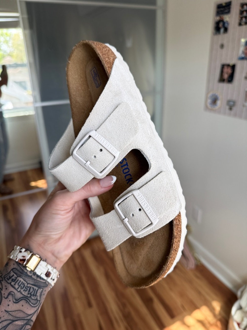 Birkenstock Women’s suede antique white sandal